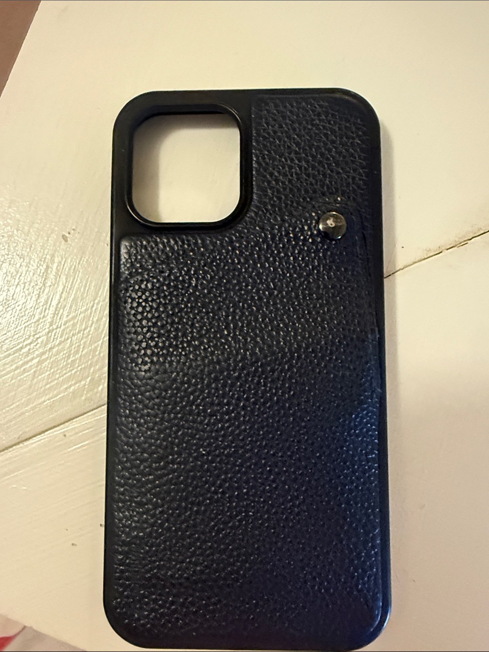 Bandolier Black Pebbled Leather Phone Case with Stud Detail Ipone Case 14 plus